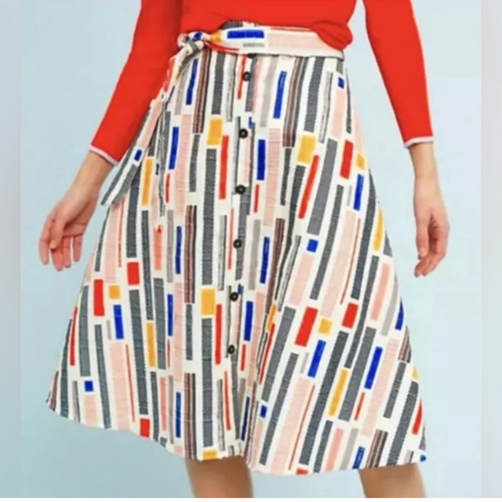 Anthropologie Multicolor Striped Midi Skirt